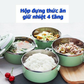 Cặp Lồng Giữ Nhiệt Lúa Mạch 4 Tầng, Ruột inox