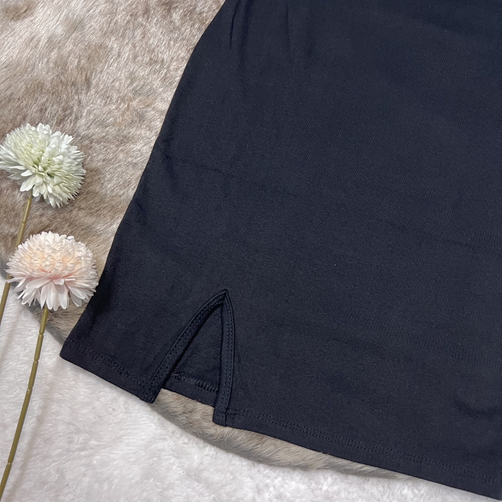 Đầm cổ vuông xẻ trước dáng ôm body màu đen sexy cá tính freesize &lt; 53kg