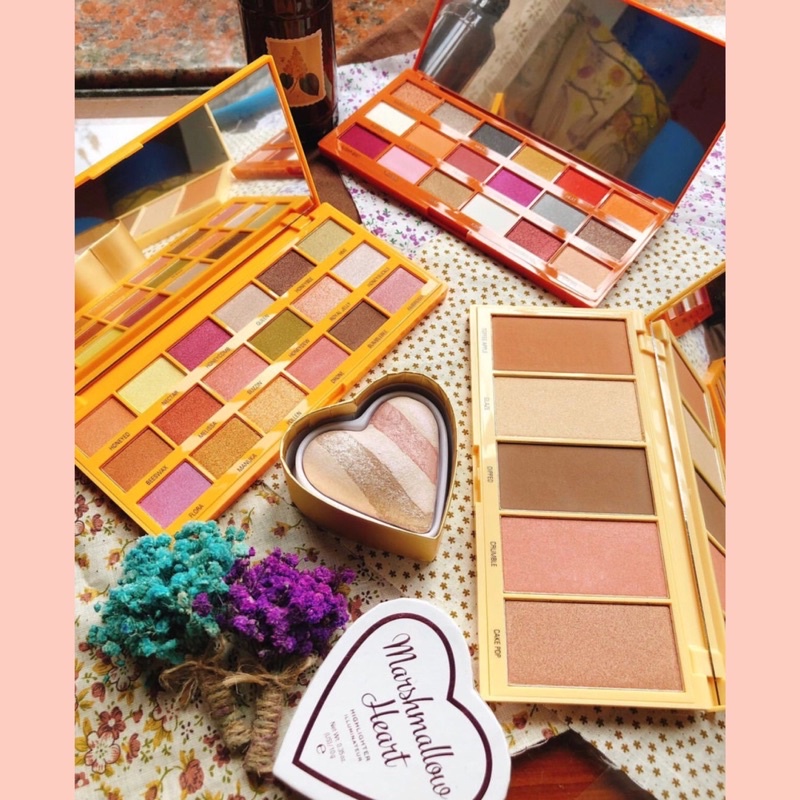 ( tách set ) Set 4 bảng phấn mắt và phấn má trang điểm makeup revolution i heart revolution chocolat