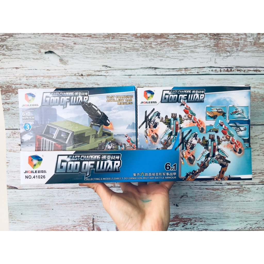 Bộ lắp ghép lego rô bốt người máy biến hình phương tiện giao thông 6 in 1 với 513 chi tiết
