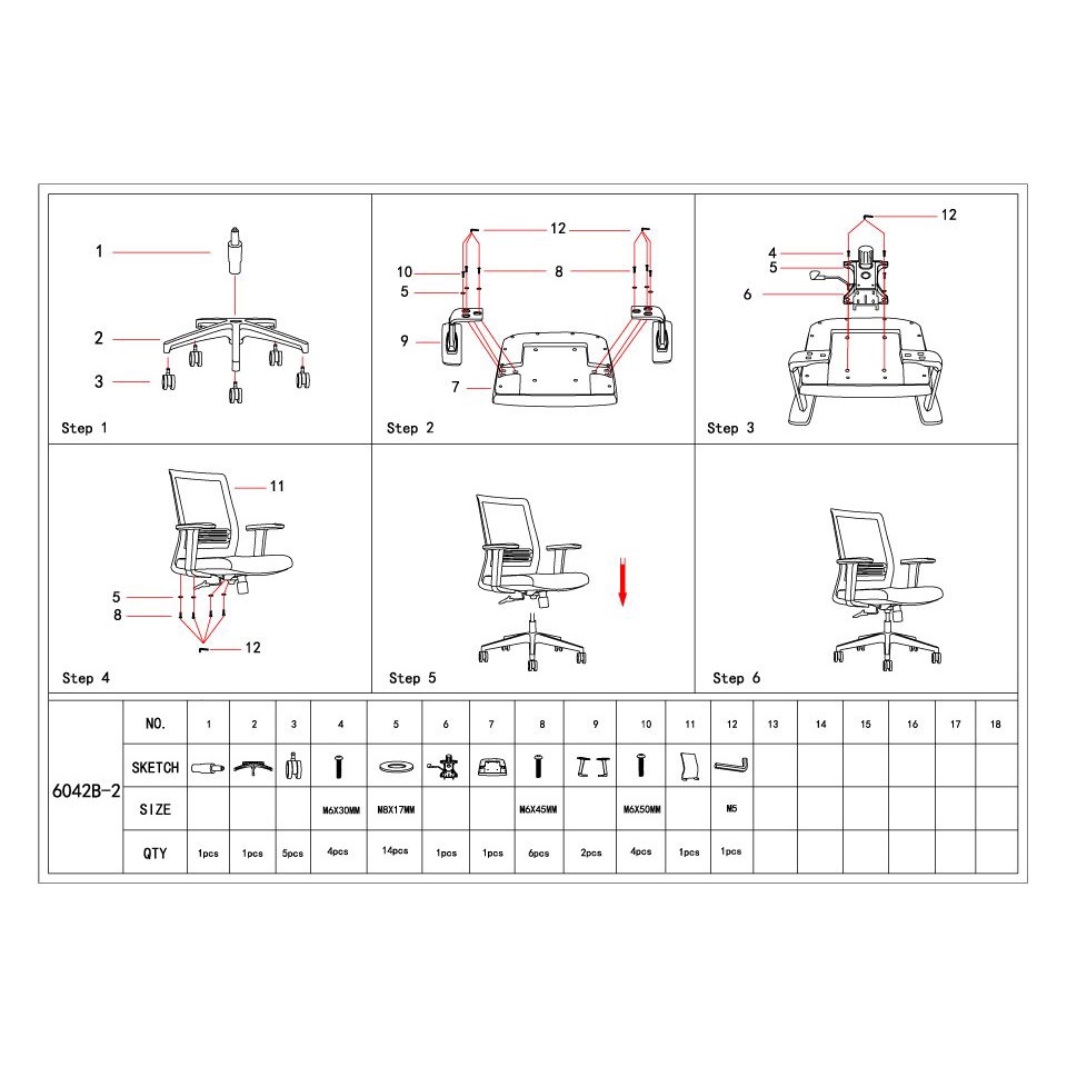 Ghế xoay văn phòng GOVI Felix F6042B-2 chân ghế nhựa, tựa tay cố định, mâm ghế có cơ chế ngả sau, khóa cố định 1 vị trí.