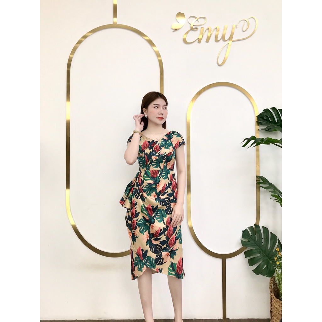Đầm EMY EM6631 Body Tay Choàng Tà Đắp