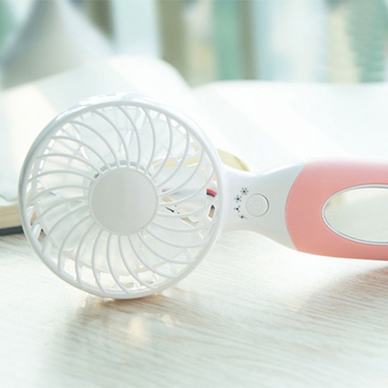 Quạt USB Mini Cầm Tay 3 Tốc Độ Điều Chỉnh Được Kèm Gương Trang Điểm