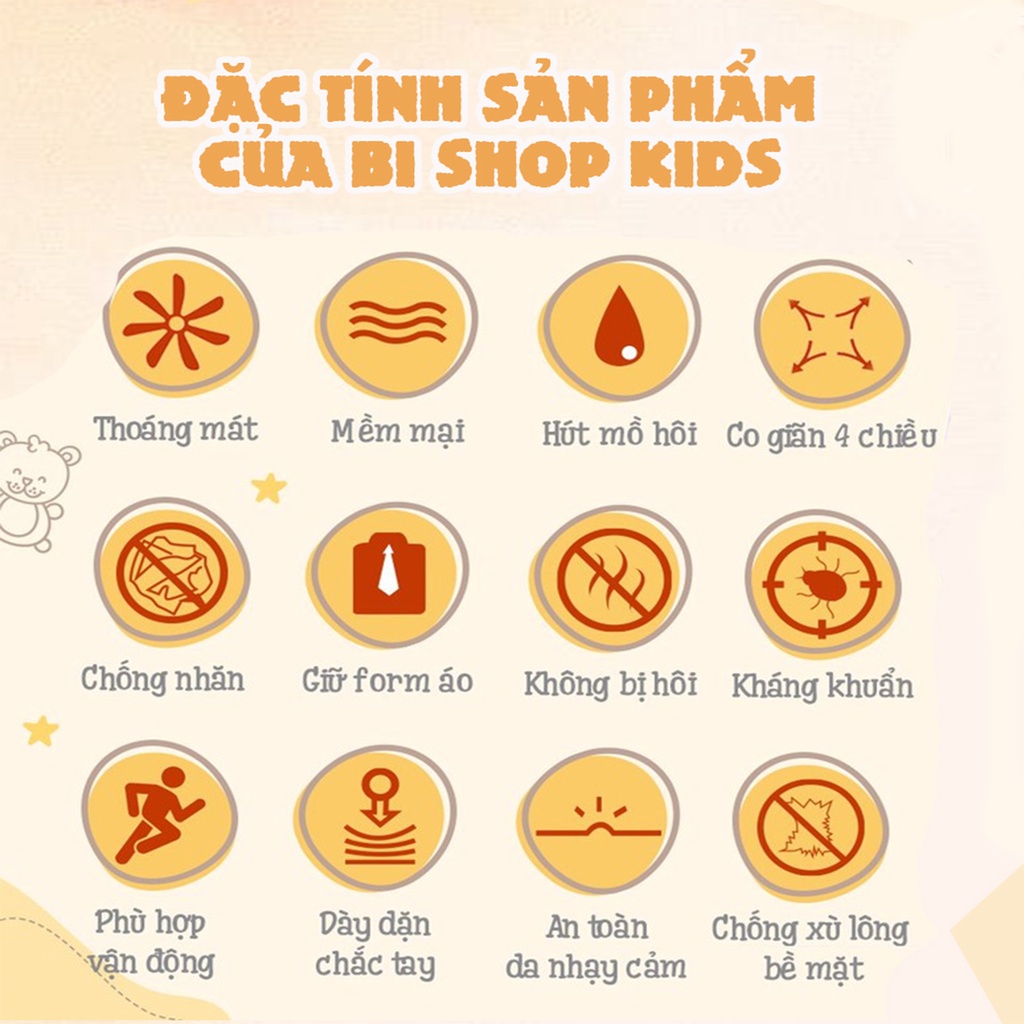 Quần Áo Trẻ Em Bi Kids Thời Trang Cho Bé Bộ Cộc Tay Bò Sữa Đáng Yêu Cực Dễ Thương Vải Thun Lạnh 100% Co Giãn Thoáng Mát