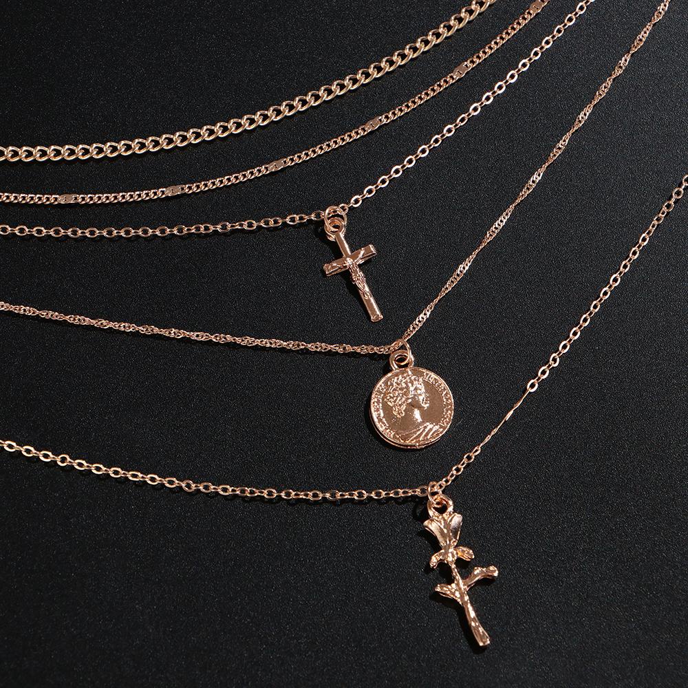 Vòng cổ Nhiều Lớp Thời Trang|Đồng Xu Hình Trăng Sao Phong Cách Boho