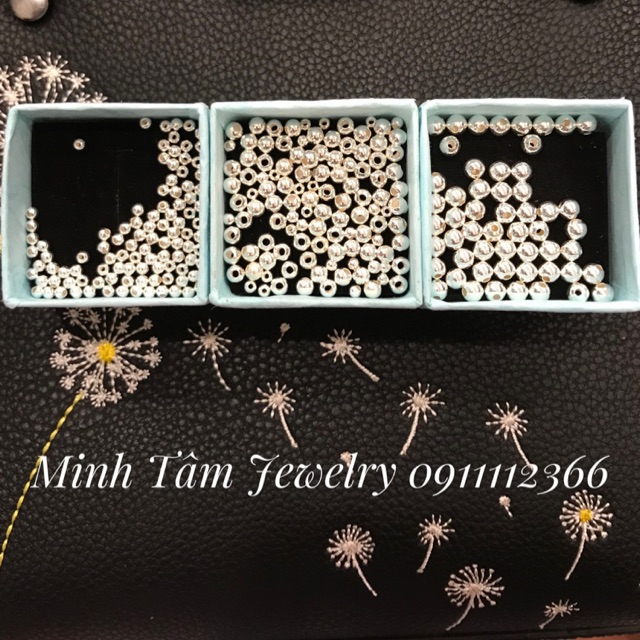 Combo 5 hạt bi trơn bạc S925 xâu vòng tay Minh Tâm Jewelry