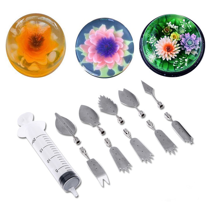 Bộ 10 kim Làm Thạch Rau Câu 3D Nghệ Thuật tặng kèm ống bơm
