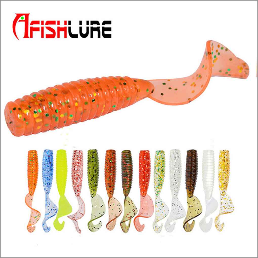 [GLOBAL] 12pcs/set Fishing Lure 45mm 1 2g Grub Artificial Panfish Crappie Trout Crankbait Soft Bait Fishing Lure Worm