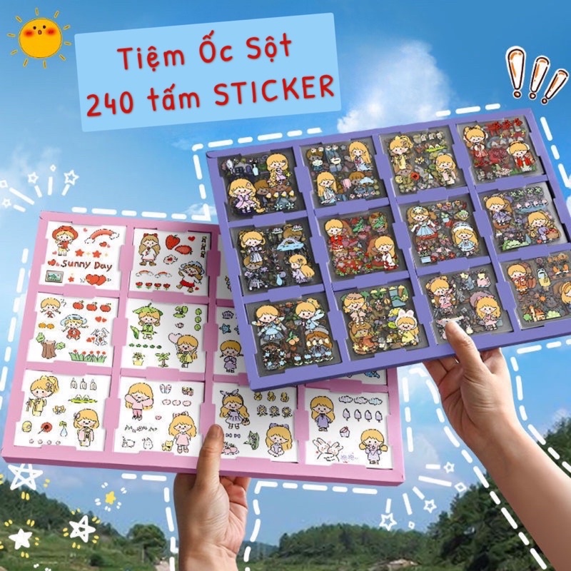 Set 240 tấm 10000 Sticker Hình Dán Hoạ Tiết Hoạt Hình Dễ Thương - Tiệm Ốc Sột