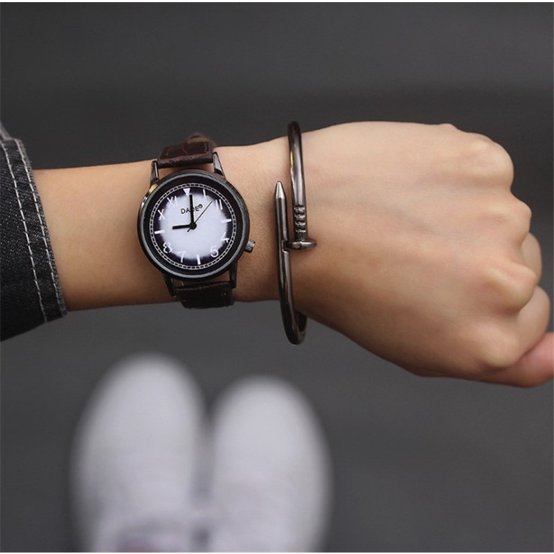 Đồng Hồ Nam Nữ Cặp Đôi DADE Mặt Tròn Thời Trang Phong Cách Hàn Quốc