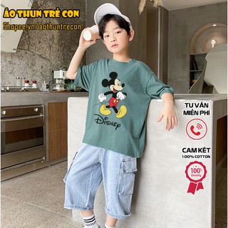 Quần Áo Trẻ Em Áo Thun Ngắn Tay Cho Bé Hình Chú Chuột Mickey Mouse Disney Cool Ngầu Basic 100% Cotton