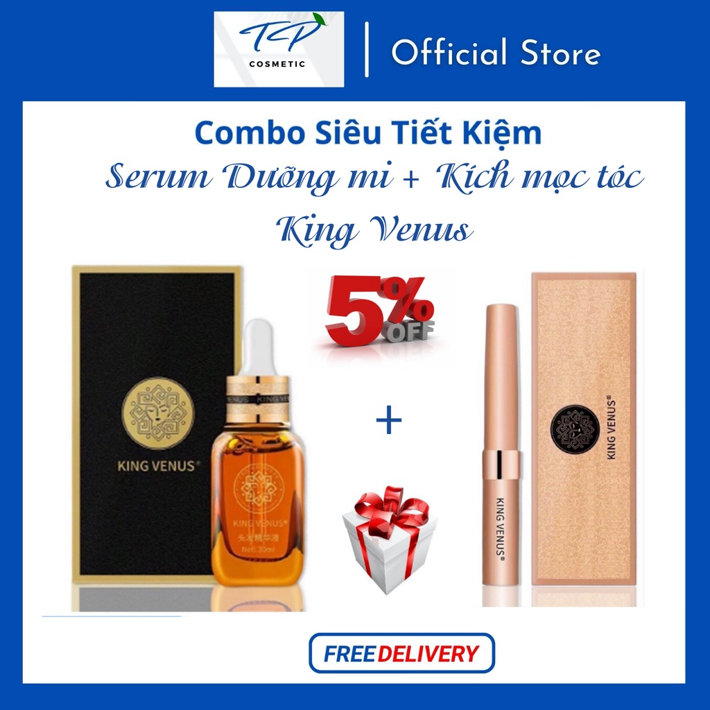 COMBO tiết kiệm: Serum dưỡng mi và mày King Venus + Serum kích mọc tóc King Venus