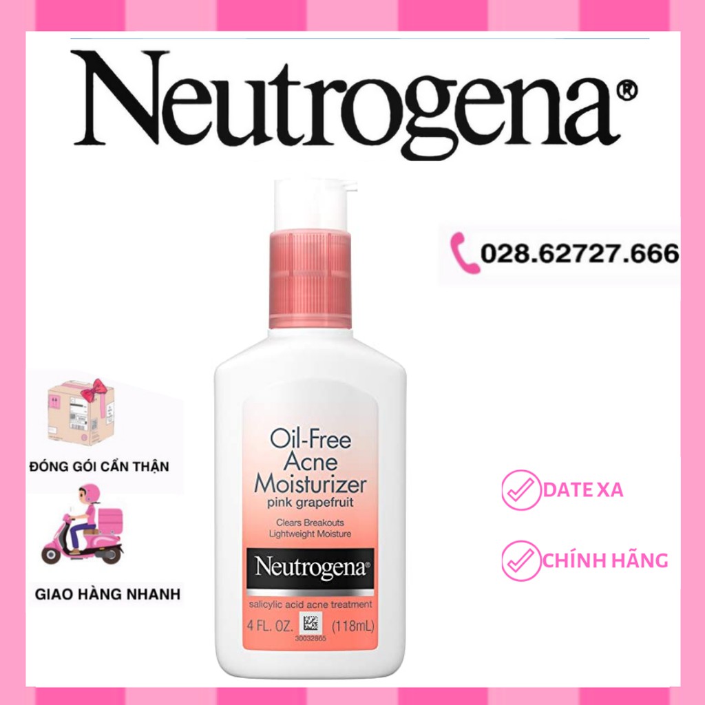 Kem Dưỡng Neutrogena Oil Free Acne Moisturizer Pink Grapefruit (118ml)