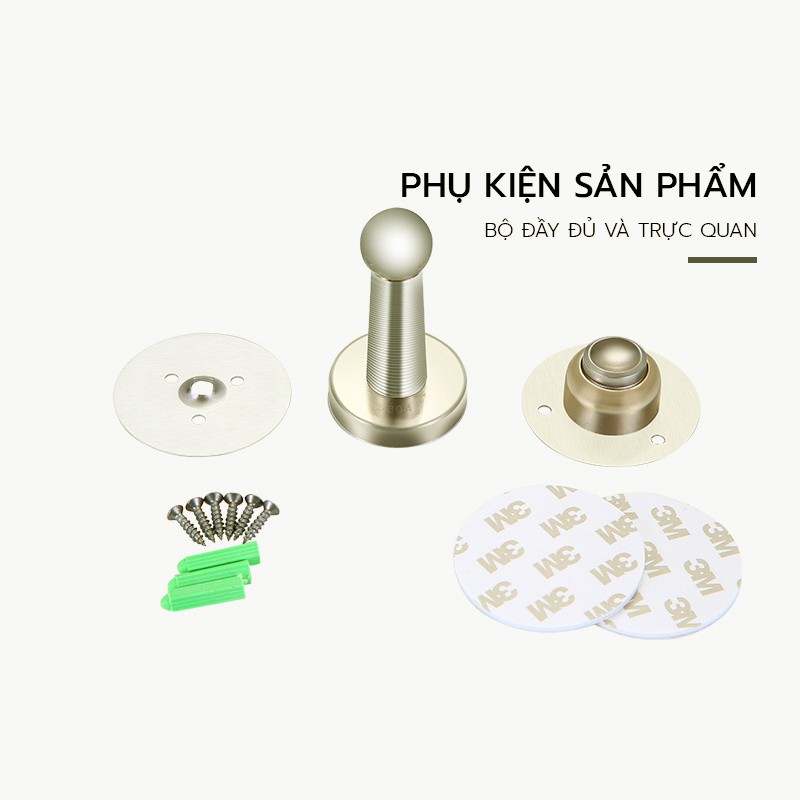 Chặn cửa thông minh - inox 304 Thép không gỉ - Sử dụng băng dính 3M không cần khoan đục - Nam châm hút cực mạnh 3DO