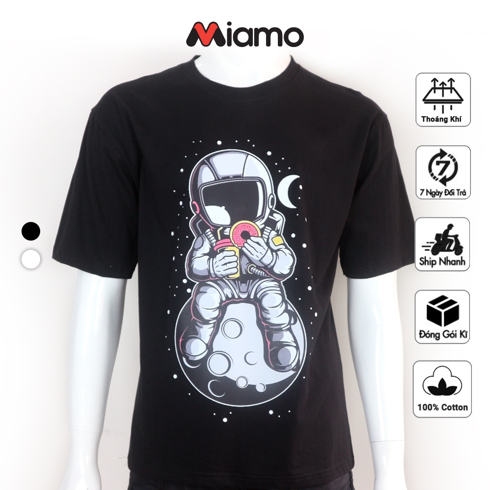 [Freeship] Áo thun tay lỡ Unisex basic phi hành gia vải cotton mịn đẹp Miamo
