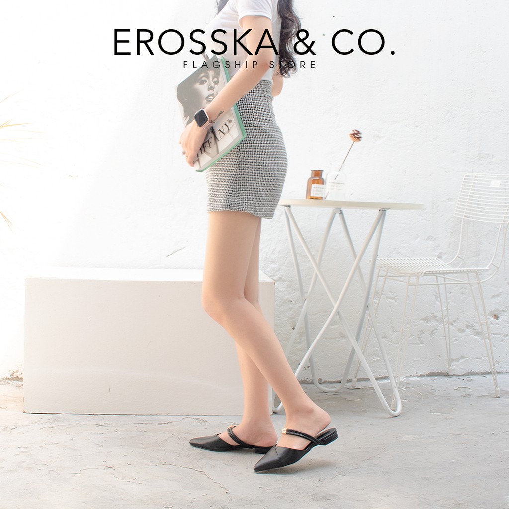 Giày cao gót Erosska thời trang mũi nhọn hở gót cao 2cm màu nâu _ EL004