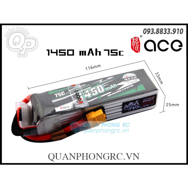 Pin Ace 1450mAh 6S 75C 22.2V LiPo