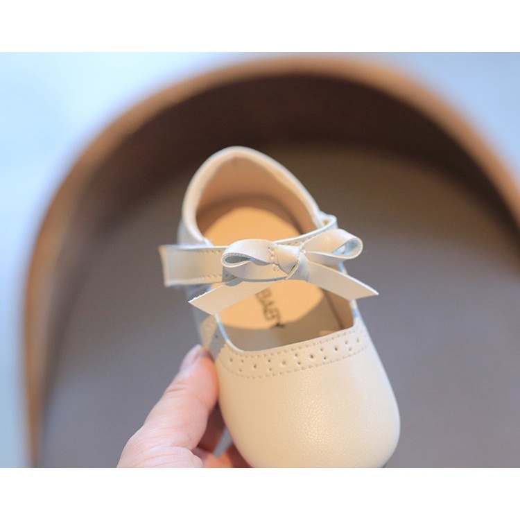 Giày búp bê da đế mềm đính nơ xinh xắn cho bé gái 1-8 tuổi