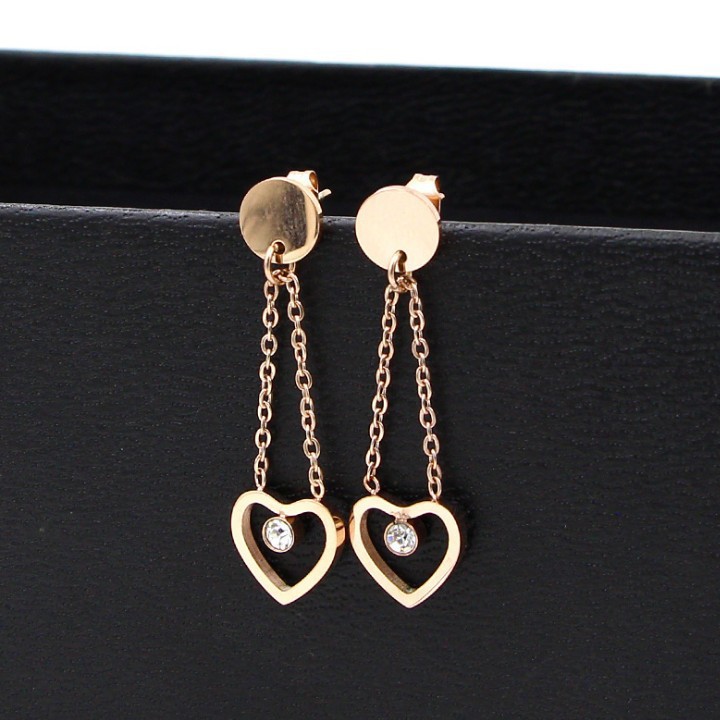 Bông Tai Tòn Ten Trái Tim Titan Ko Đen TT 1956