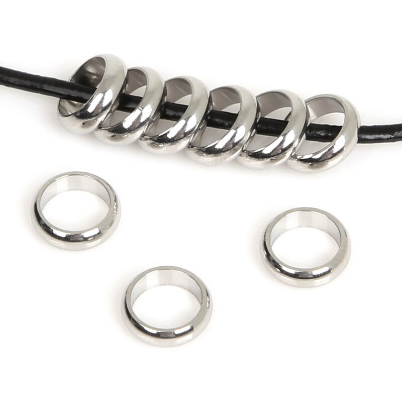 Hạt xỏ lỗ lớn bằng thép không gỉ dùng làm trang sức thủ công