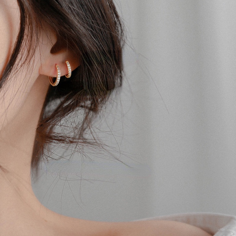 Khuyên Tai Nữ Khuyên Tai Tròn Hoa Tai Kim Loại Mạ Vàng 14k Đính Đá Sang Trọng Cho Nữ