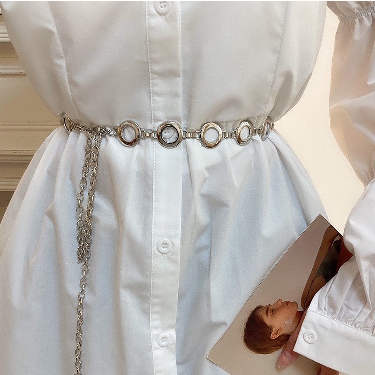 Dây thắt eo váy hình chuỗi xích tròn chất liệu dày dặn 2 màu cá tính dành cho bạn nữ
