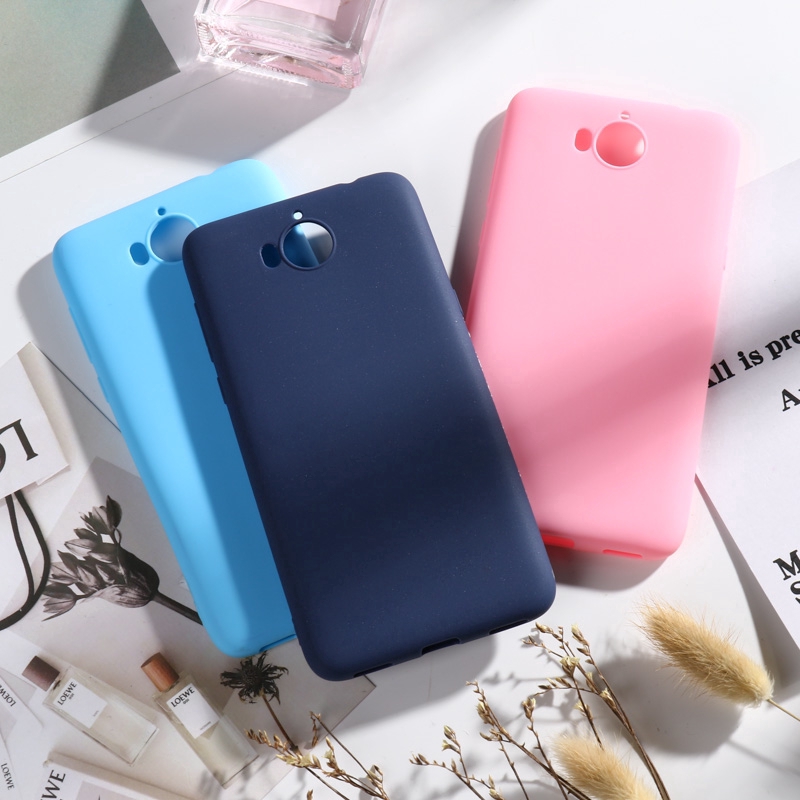 Ốp điện thoại TPU silicone mặt nhám nhiều màu dễ thương cho Huawei Y6 2017 Huawei Y5 2017 Honor 6