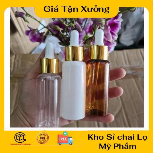 Lọ Chiết Serum ❤ TRÙM SỈ ❤ [30ml,50ml,100ml] Chai nhựa pet đựng tinh dầu bóp giọt Khoen vàng chiết mỹ phẩm .