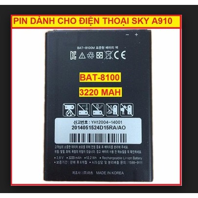 Pin dành cho Sky A910, Vega Pantech IRon 2 (BAT-8100M) 3220mAh