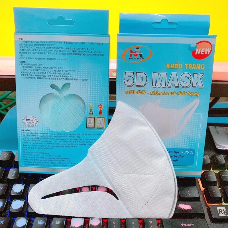 Khẩu trang 5D Mask hộp 10 cái - Nam Anh (trắng) nhập khẩu