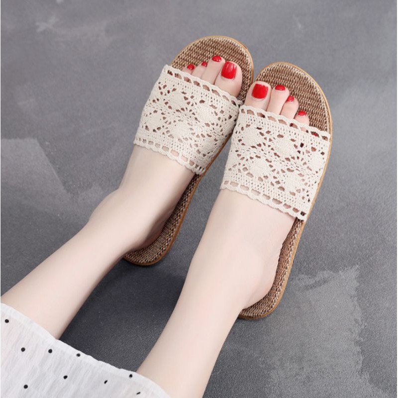 DÉP CÓI QUAI REN VINTAGE, mang nhà, đi biển, dạo phố, Hàn Quốc, nhẹ, bền, dẻo