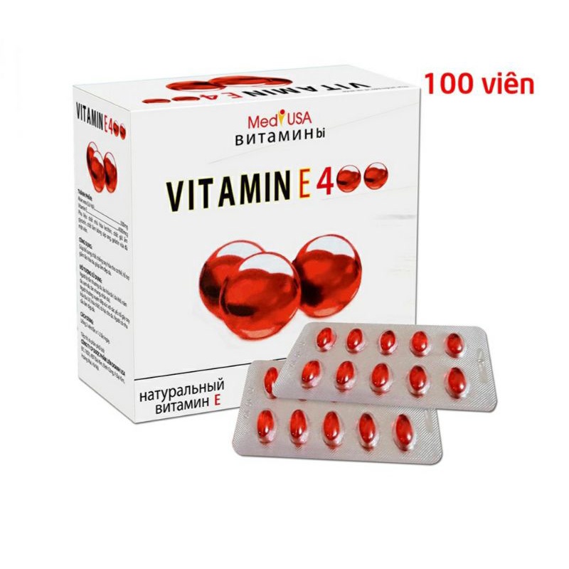 Viên uống sáng da VITAMIN E ĐỎ - Vitamin E400 - Vitamin E 400iu - Vitamin E 400 Hộp 100 viên giúp làm sáng da,mịn da