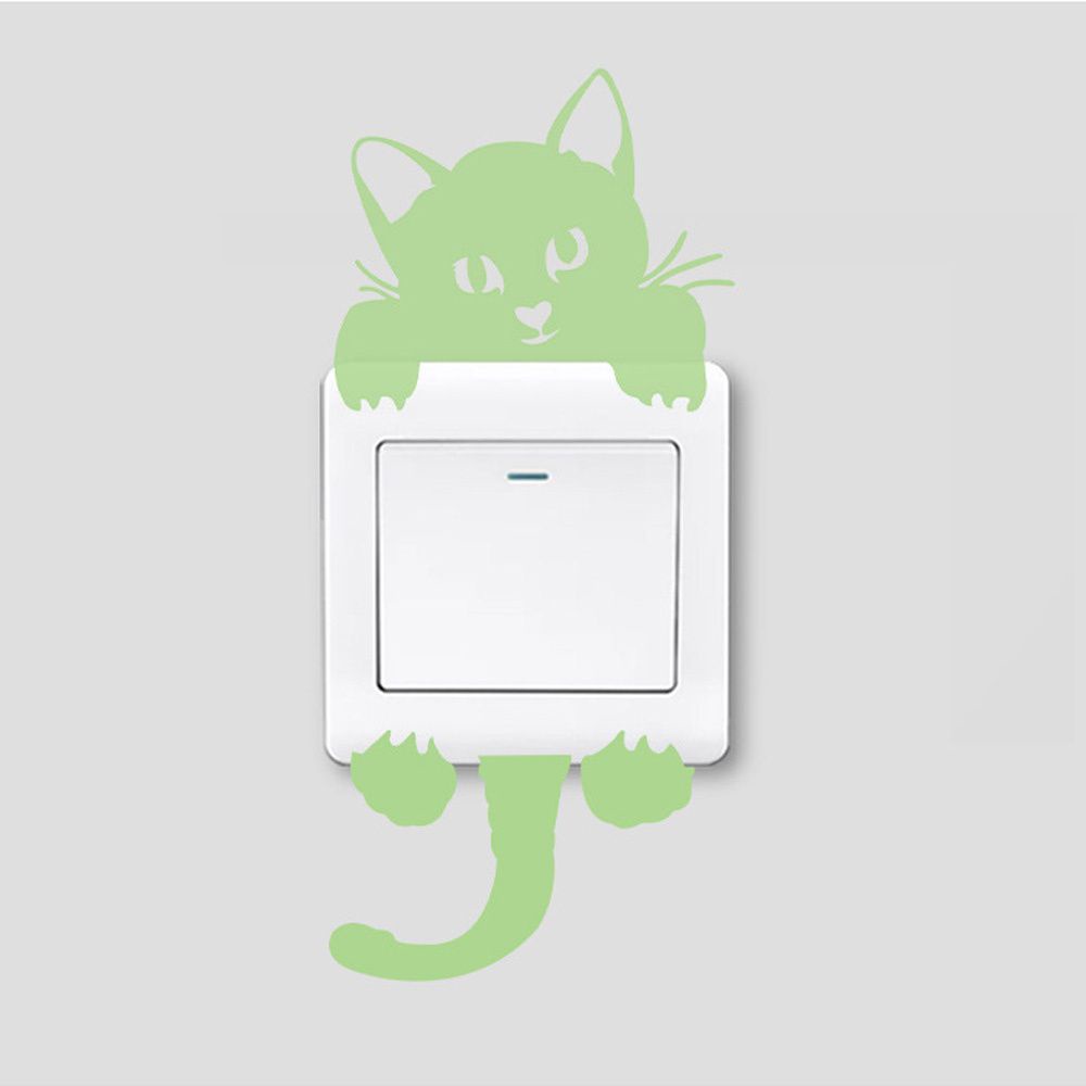 Miếng Dán Dạ Quang Hình Mèo Hoạt Hình Trang Trí Công Tắc/Công Tắc Phòng Trẻ Em