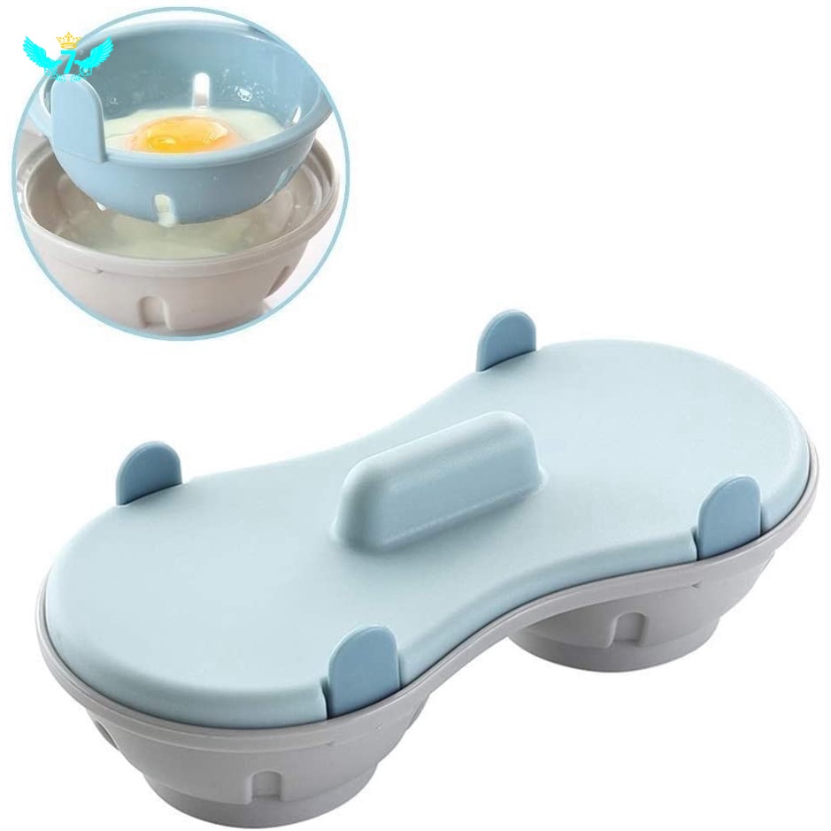 Nồi Hấp Trứng Hai Ngăn Sức Chứa Lớn Tiện Dụng Cho Lò Vi Sóng