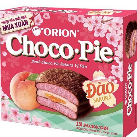 Bánh Chocopie / Chocopie Dark / Chocopie Đào / Chocopie Sữa Chua Orion 12 Cái 396gr