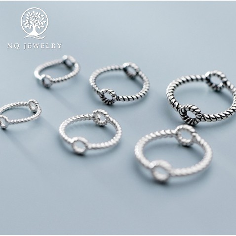 Charm bạc tròn xoắn lồng hạt xỏ ngang - NQ Jewelry