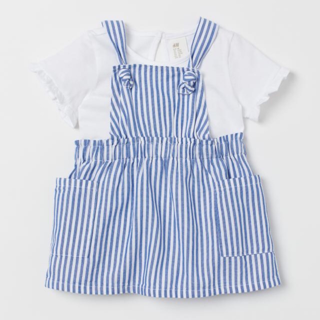[Auth HM] Set Yếm Áo Trắng (2-3y 3-4y)