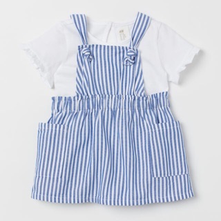 [Auth HM] Set Yếm Áo Trắng (2-3y 3-4y)