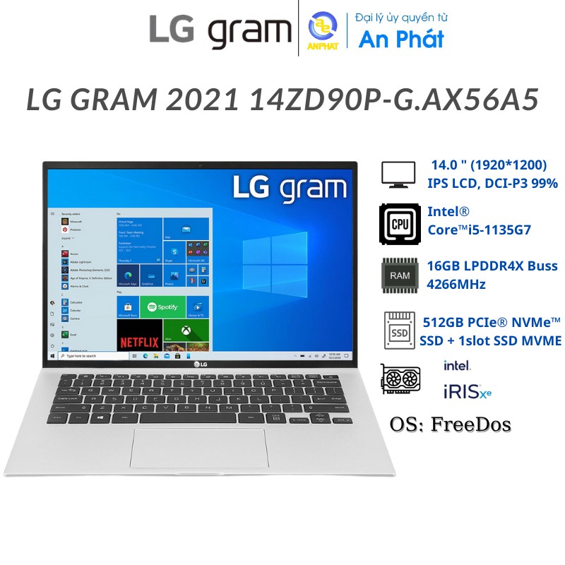 [Mã ELBAU7 giảm 7%] Laptop LG Gram 2021 14ZD90P-G.AX56A5 (Core i5-1135G7 + 14.0 inch WUXGA)