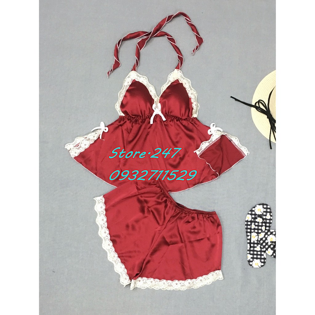 BỘ NGỦ CỘT VAI CÓ MÚT SEXY VẢI SATIN SIZE DƯỚI 55KG SIÊU MÁT SIÊU XINH LUNG LINH | BigBuy360 - bigbuy360.vn