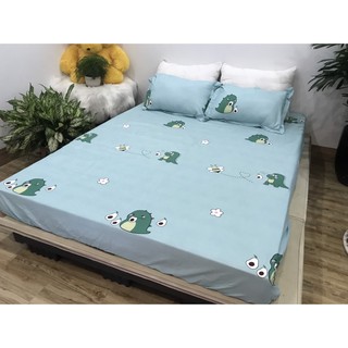 Bộ Ga Gối Cotton Poly 1m6x2m Gồm 3 Món,được chọn mẫu-khủng long bơ