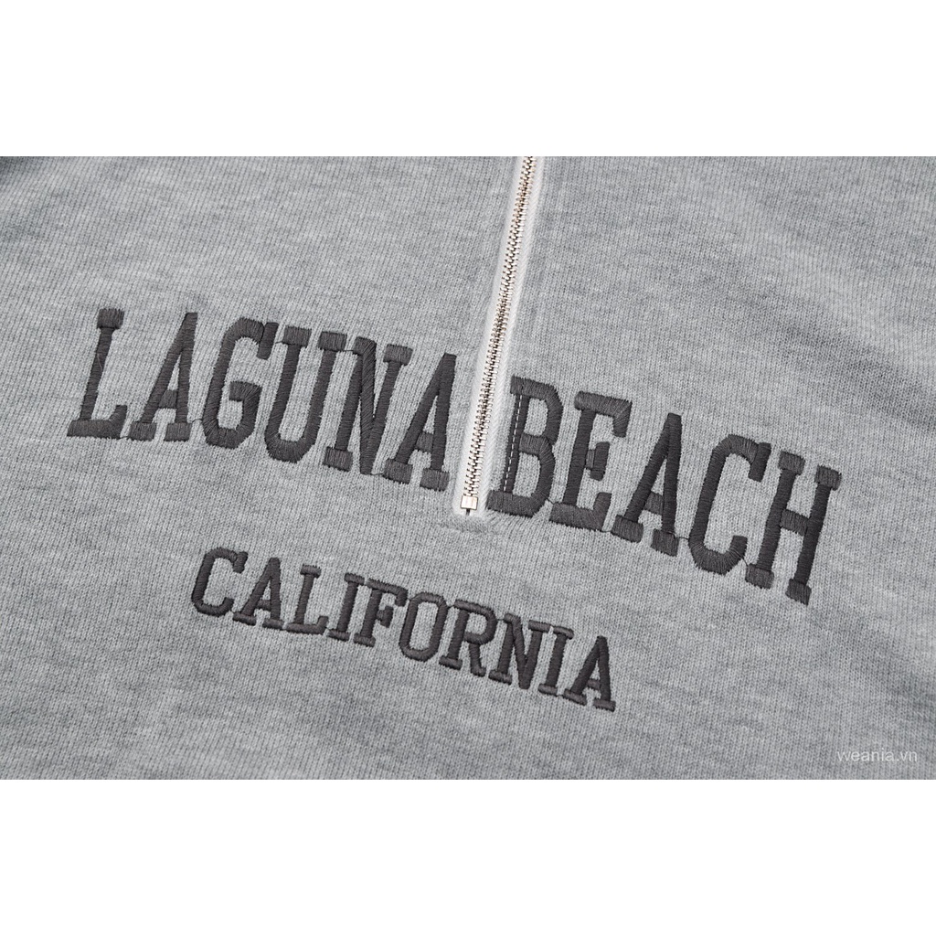 Áo sweater tay dài cổ cao phối khoá kéo thiết kế dáng rộng thoải mái