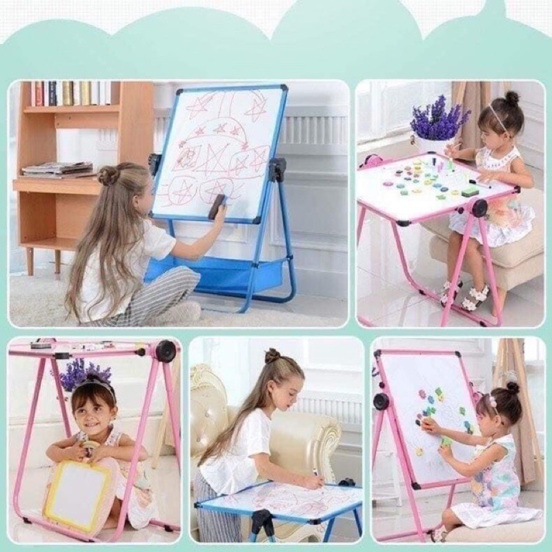 Bảng vẽ trẻ em hai mặt có từ tính, xoá dễ dàng, không bám bụi