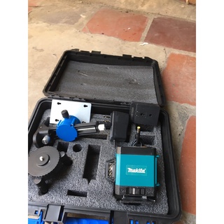 Máy cân mực laze MAKITA 12 tia xanh 3D bắn cốt tia laser cân bằng nét chuẩn, sạc, chân đế máy, hộp nhựa