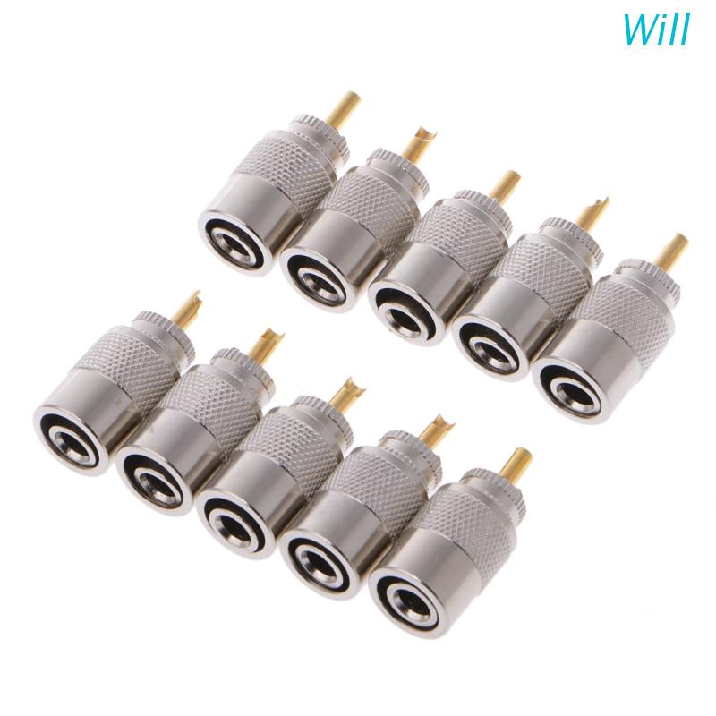 Set 10 Đầu Nối Dây Cáp Đồng Trục UHF PL-259 Male Chất Lượng Cao RG8X