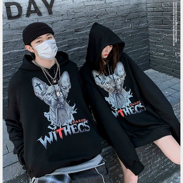 Áo Hoodie Mèo Ai Cập Nỉ Bông Chất Mịn Đẹp - Form rộng Unisex Nam Nữ Couple đều mặc được