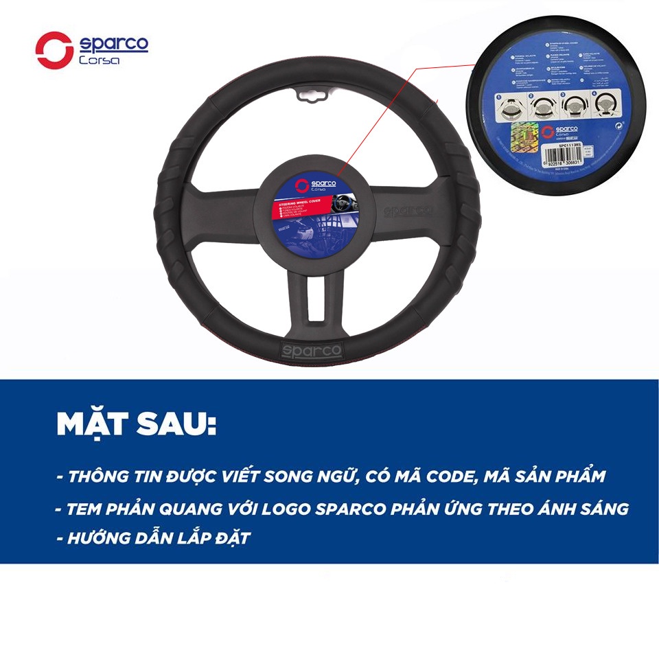 Bọc Vô Lăng Da - Chính Hãng Sparco Italia - Full Mẫu Dcut, Tròn Và Màu Sắc