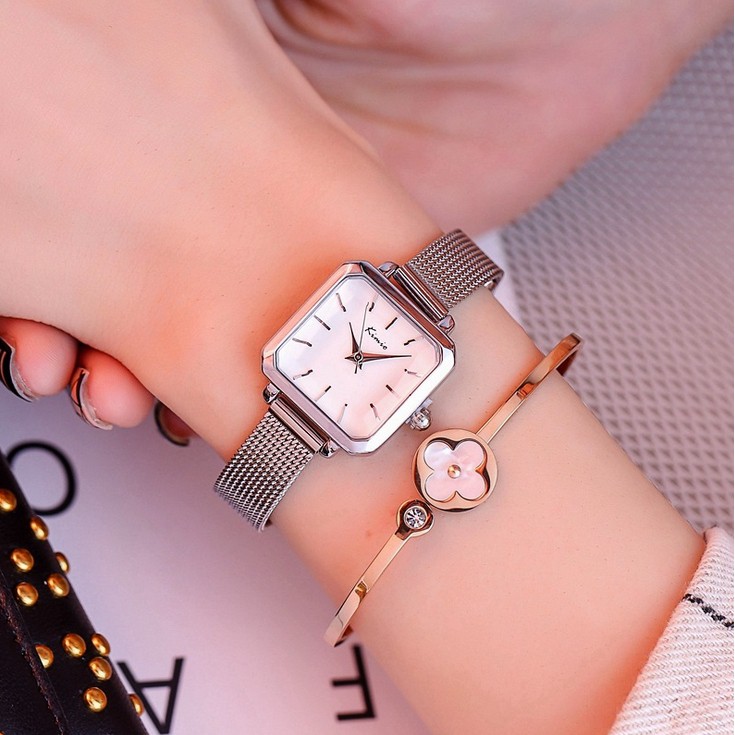 Đồng hồ nữ Kimio 6236 hàng chính hãng dây kim mặt vuông sang trọng | BigBuy360 - bigbuy360.vn