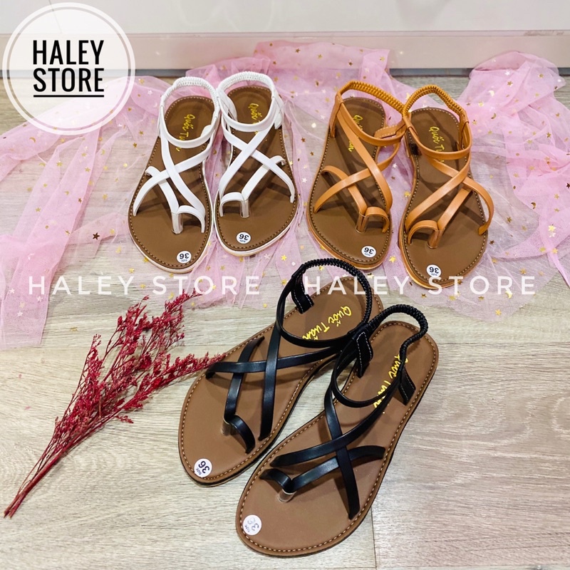Giày sandal bệt nữ dây quai mảnh xỏ ngón quai hậu co giãn đi chơi đi học đi làm đi biển HALEY STORE