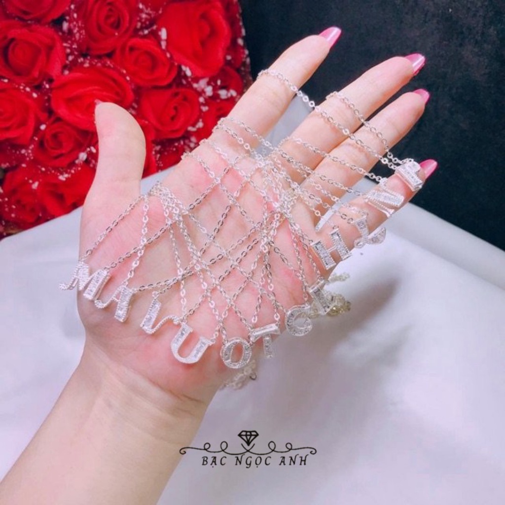 Dây chuyền bạc nữ,vòng cổ bạc, thiết kế mặt chữ cái-Bạc Ngọc Anh